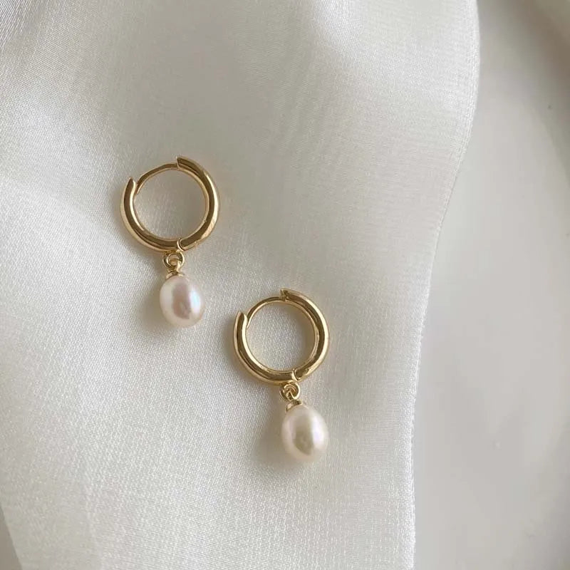 Pearl Diamond Hoop Earrings