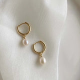 Pearl Diamond Hoop Earrings