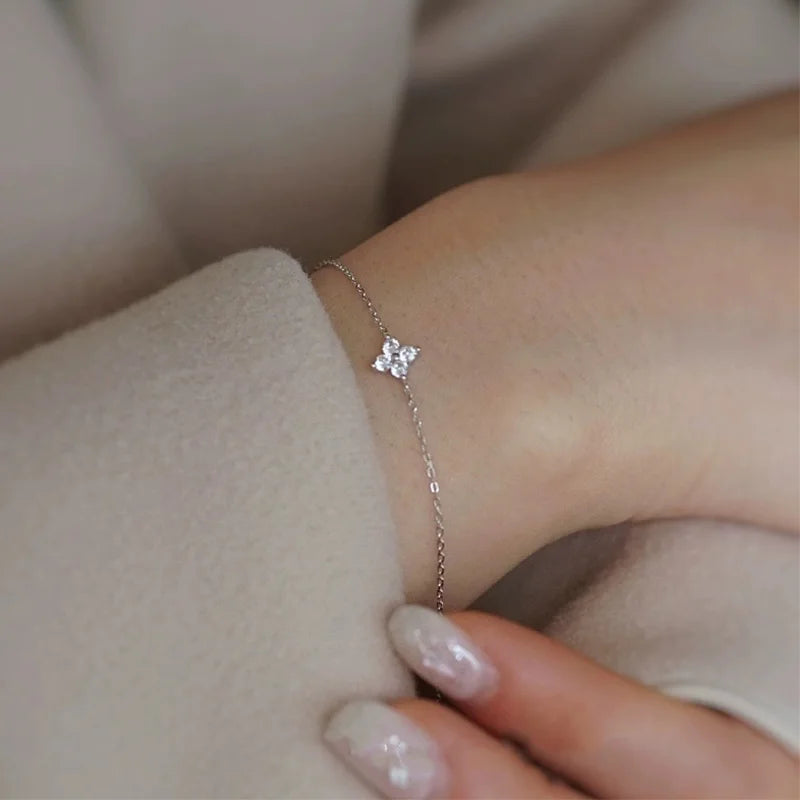 Lucky Clover Sterling Silver Bracelet