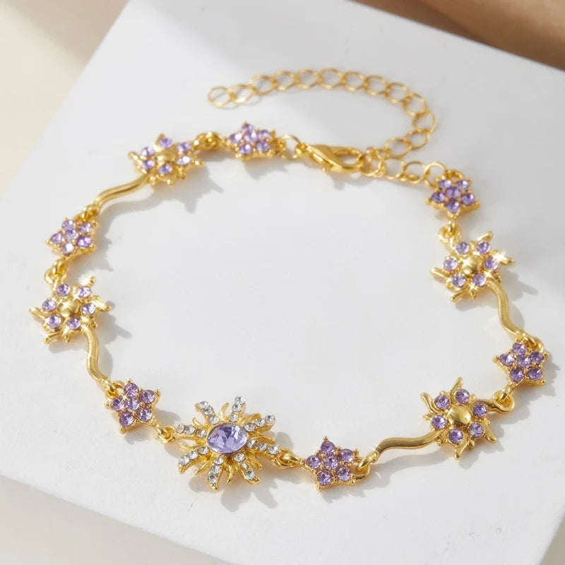 Sunflower Crystal Charm Bracelet