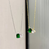 Emerald Crystal Pearl Pendant Necklace