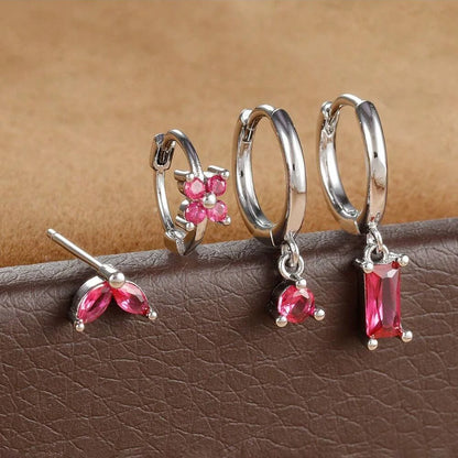 Flower Birthstone Huggie Earrings