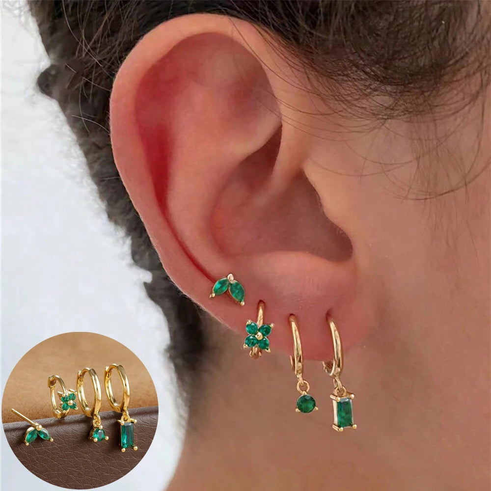 Flower Birthstone Huggie Earrings