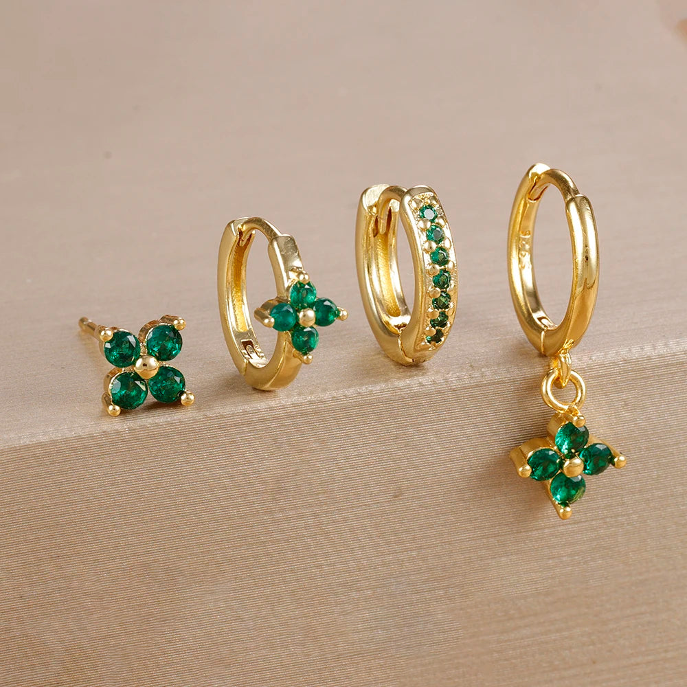 Flower Birthstone Huggie Earrings