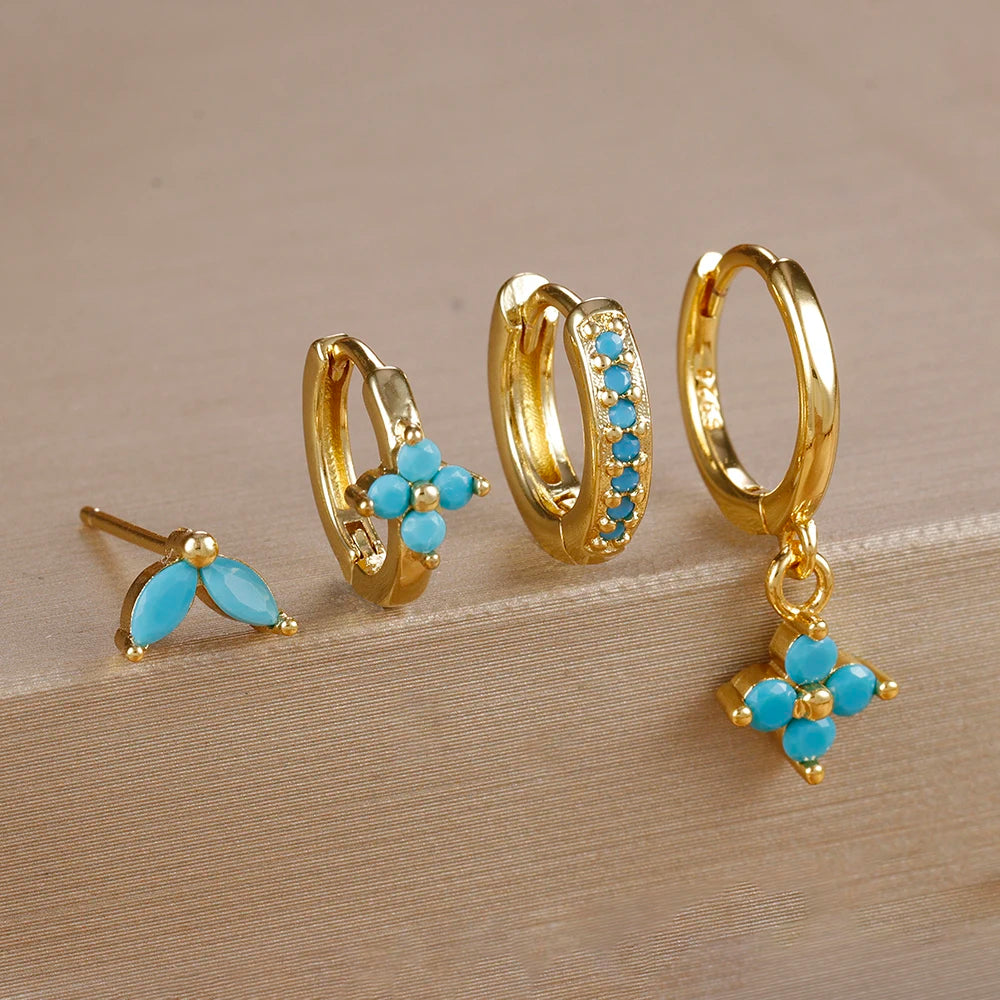 Flower Birthstone Huggie Earrings