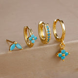 Flower Birthstone Huggie Earrings