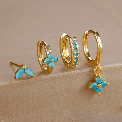 Flower Birthstone Huggie Earrings