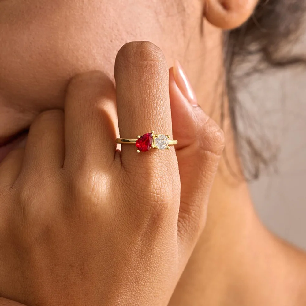 Birthstone Toi et Moi Promise Ring — Two Souls, One Story