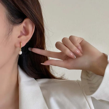 Pearl Diamond Hoop Earrings