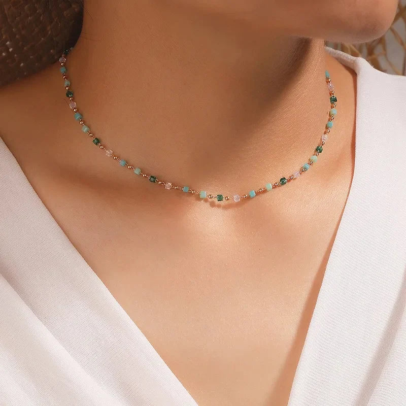 Opal Bead Pendant Necklace