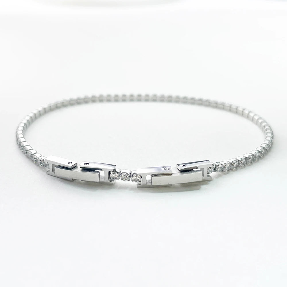 Crystal Cluster Tennis Bracelet