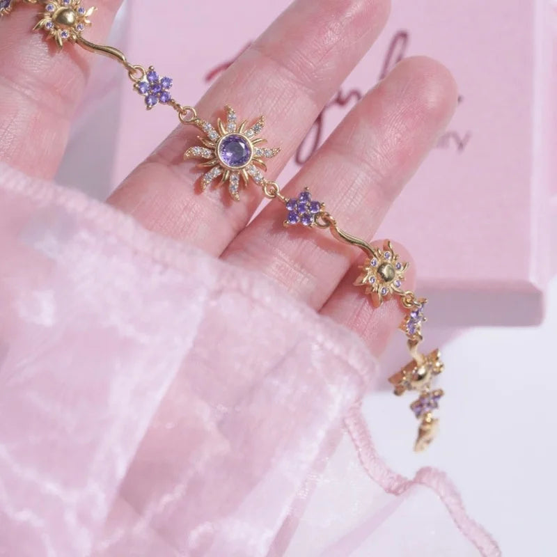 Sunflower Crystal Charm Bracelet